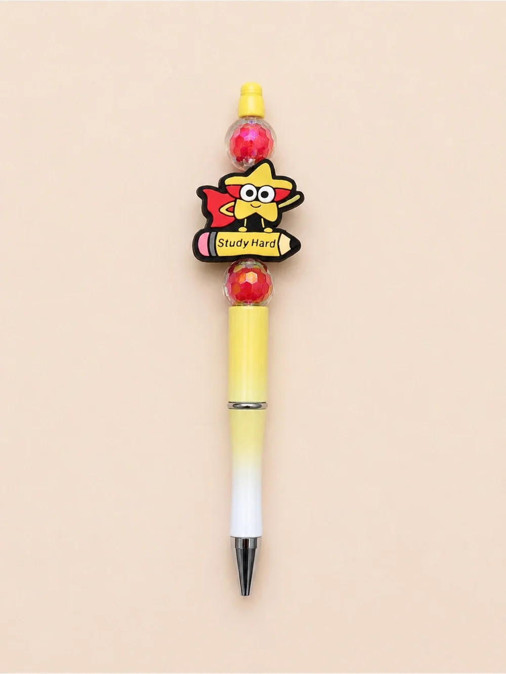Pencil Rhinestone Keychain Charm with handmade pencil theme pen